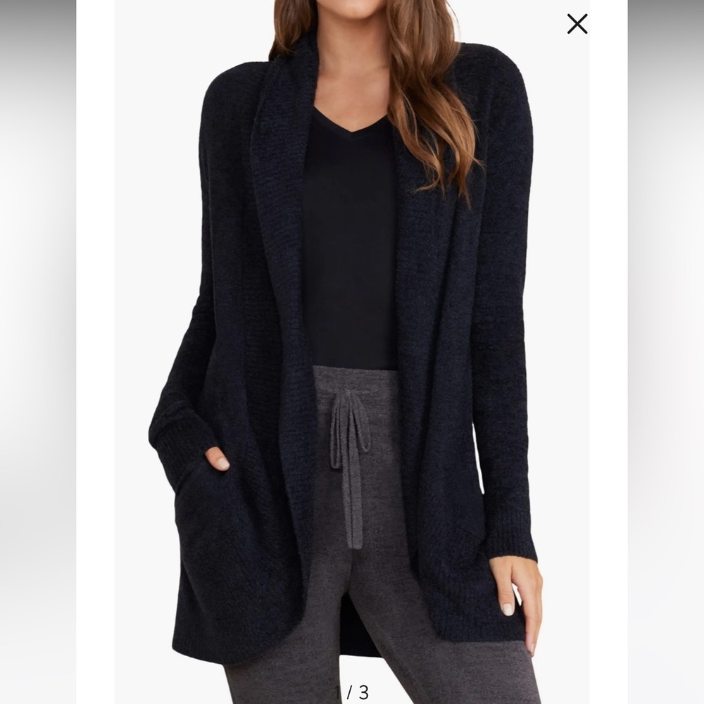Barefoot Dreams CozyChic Lite Circle Cardigan – Black (XS/S) - Picture 1 of 9